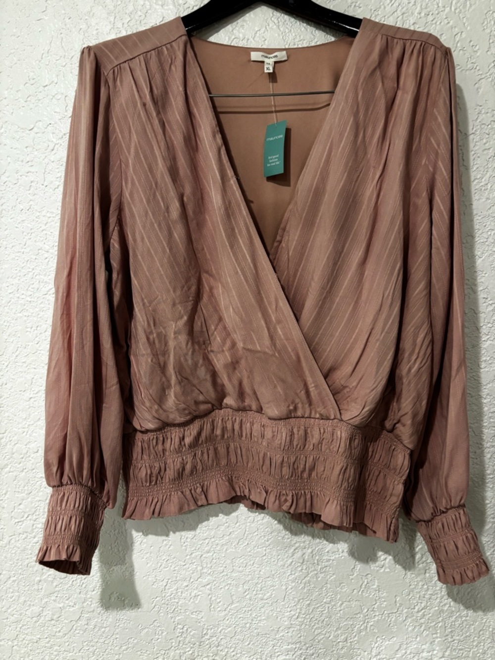 Maurices Mauve Wrap Blouse with Smocked Waistband
